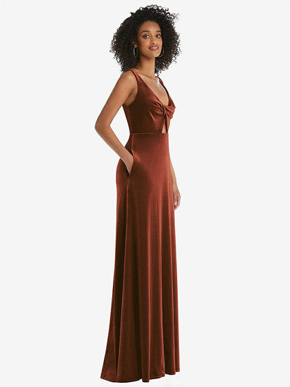 【STYLE: LB033】Twist Front Cutout Velvet Maxi Dress - Cameron【COLOR: Auburn Moon】