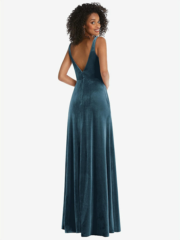 【NEW】【STYLE: LB033】ひねり 前面 カットアウト ベルベット マキシ ドレス  -  キャメロン【COLOR: Dutch Blue】【SIZE: 00-30W】
