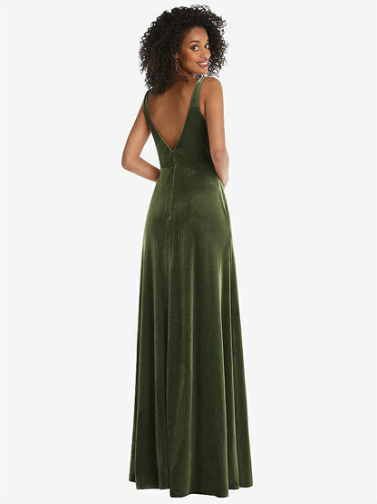 【STYLE: LB033】Twist Front Cutout Velvet Maxi Dress - Cameron【COLOR: Olive Green】
