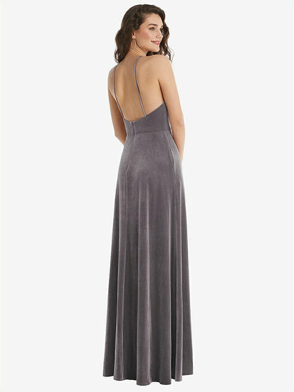 【NEW】【STYLE: LB034】高 首 ホルター オープンバック ベルベット ドレス  -  アリックス【COLOR: Caviar Gray】【SIZE: 00-30W】