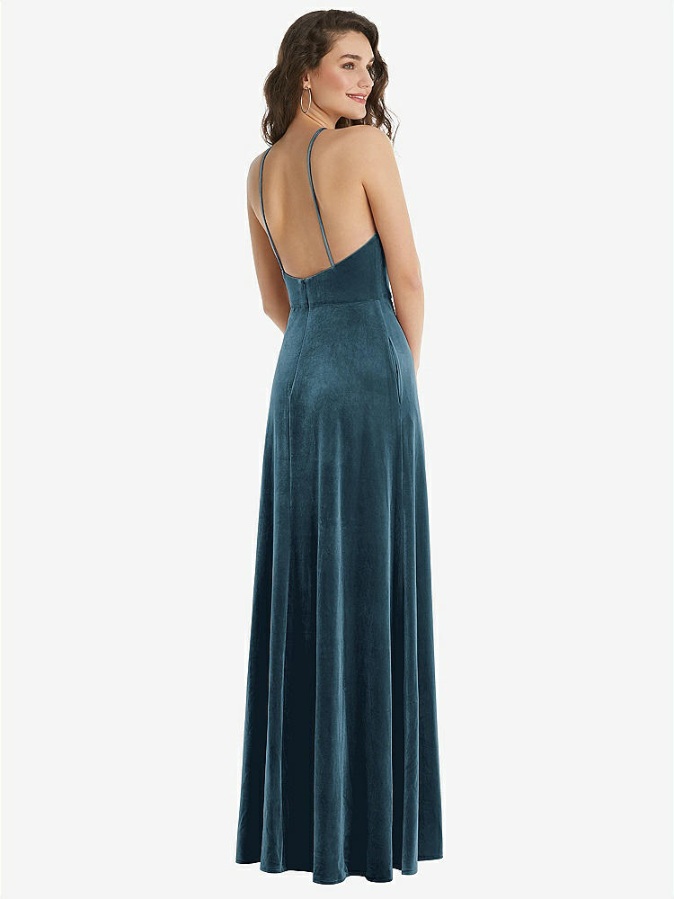 【NEW】【STYLE: LB034】高 首 ホルター オープンバック ベルベット ドレス  -  アリックス【COLOR: Dutch Blue】【SIZE: 00-30W】