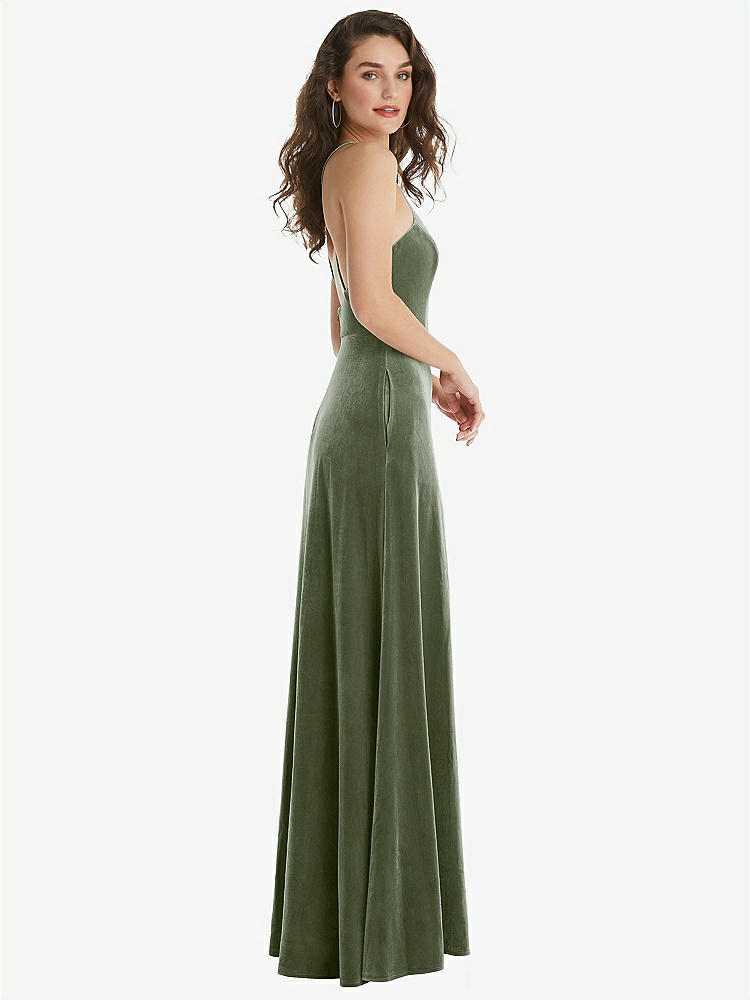 【STYLE: LB034】High Neck Halter Open-Back Velvet Dress - Alix【COLOR: Sage】