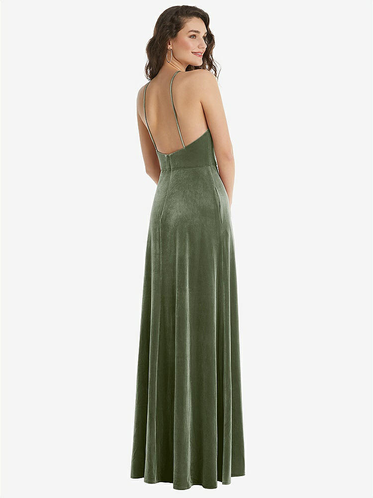 【STYLE: LB034】High Neck Halter Open-Back Velvet Dress - Alix【COLOR: Sage】