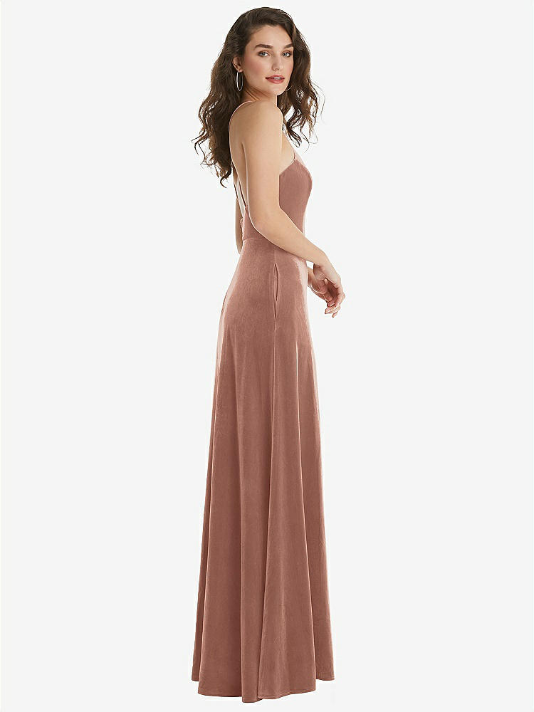 【NEW】【STYLE: LB034】高 首 ホルター オープンバック ベルベット ドレス  -  アリックス【COLOR: Tawny Rose】【SIZE: 00-30W】