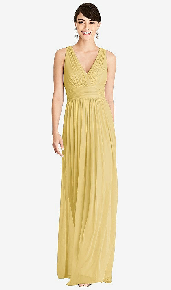 【STYLE: TH104】Shirred Wrap Bodice Twist Back Maxi Dress【COLOR: Maize】