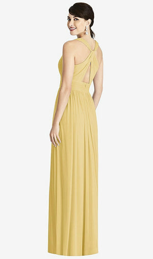 【STYLE: TH104】Shirred Wrap Bodice Twist Back Maxi Dress【COLOR: Maize】