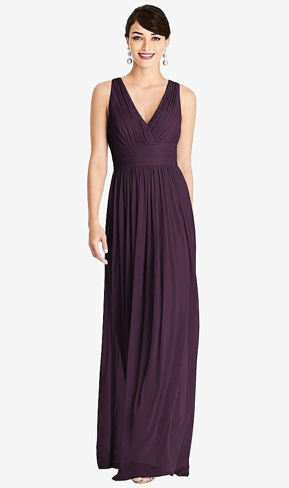 【STYLE: TH104】Shirred Wrap Bodice Twist Back Maxi Dress【COLOR: Aubergine】
