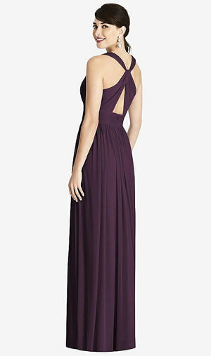 【STYLE: TH104】Shirred Wrap Bodice Twist Back Maxi Dress【COLOR: Aubergine】