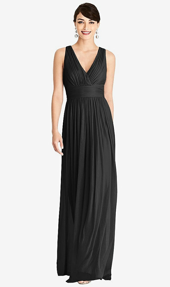 【STYLE: TH104】Shirred Wrap Bodice Twist Back Maxi Dress【COLOR: Black】