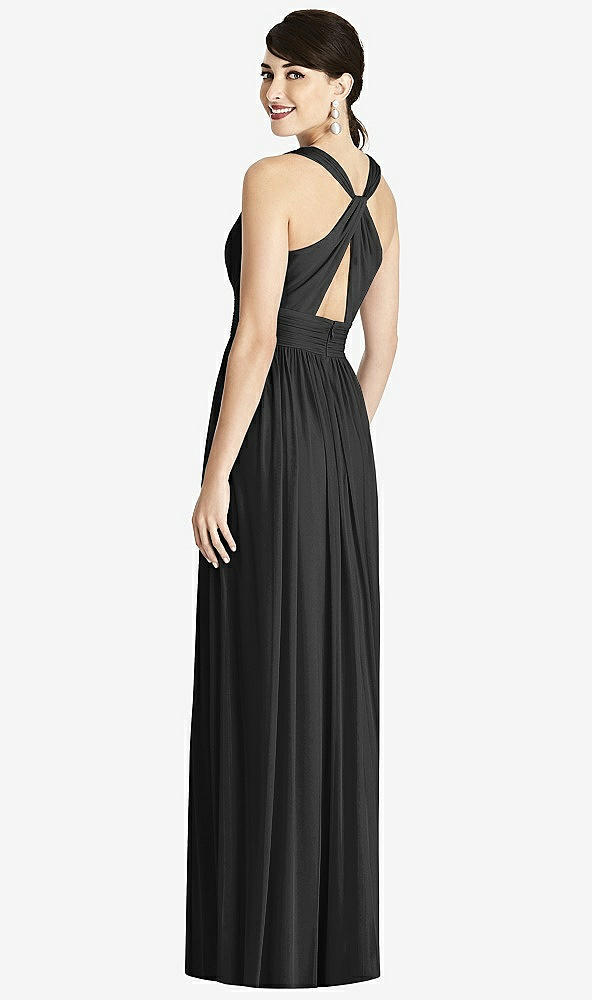 【STYLE: TH104】Shirred Wrap Bodice Twist Back Maxi Dress【COLOR: Black】
