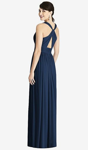 【STYLE: TH104】Shirred Wrap Bodice Twist Back Maxi Dress【COLOR: Midnight Navy】