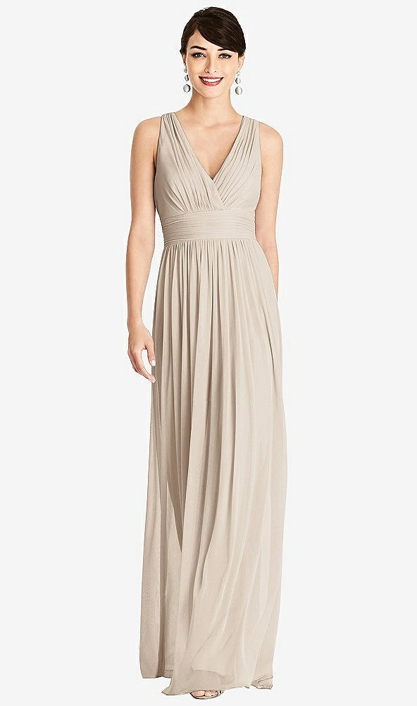 【STYLE: TH104】Shirred Wrap Bodice Twist Back Maxi Dress【COLOR: Nude Gray】