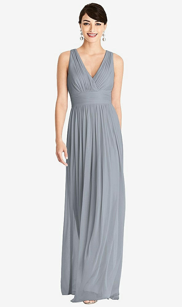 【STYLE: TH104】Shirred Wrap Bodice Twist Back Maxi Dress【COLOR: Platinum】