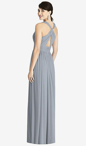 【STYLE: TH104】Shirred Wrap Bodice Twist Back Maxi Dress【COLOR: Platinum】