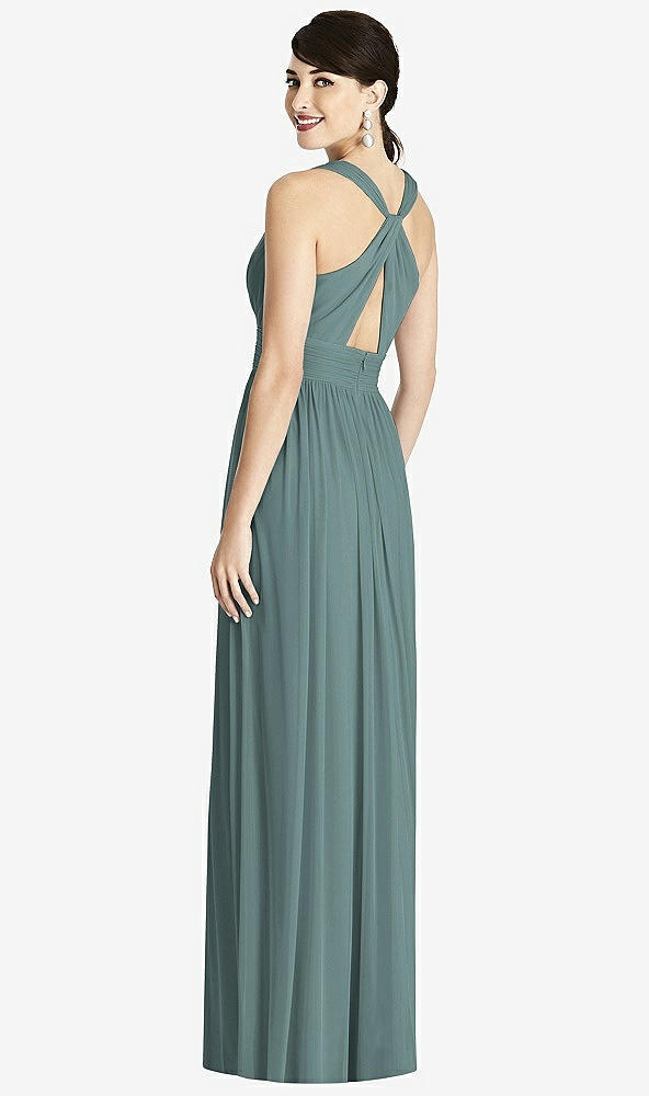 【STYLE: TH104】Shirred Wrap Bodice Twist Back Maxi Dress【COLOR: Smoke Blue】