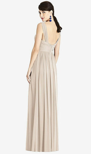 【STYLE: TH105】Illusion Plunge Neck Shirred Maxi Dress【COLOR: Nude Gray & Light Nude】