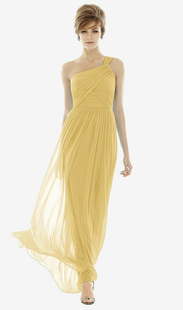 【STYLE: TH106】One-Shoulder Asymmetrical Draped Wrap Maxi Dress【COLOR: Maize】