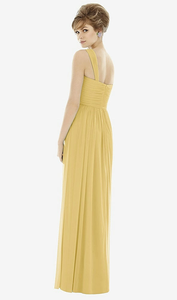【STYLE: TH106】One-Shoulder Asymmetrical Draped Wrap Maxi Dress【COLOR: Maize】