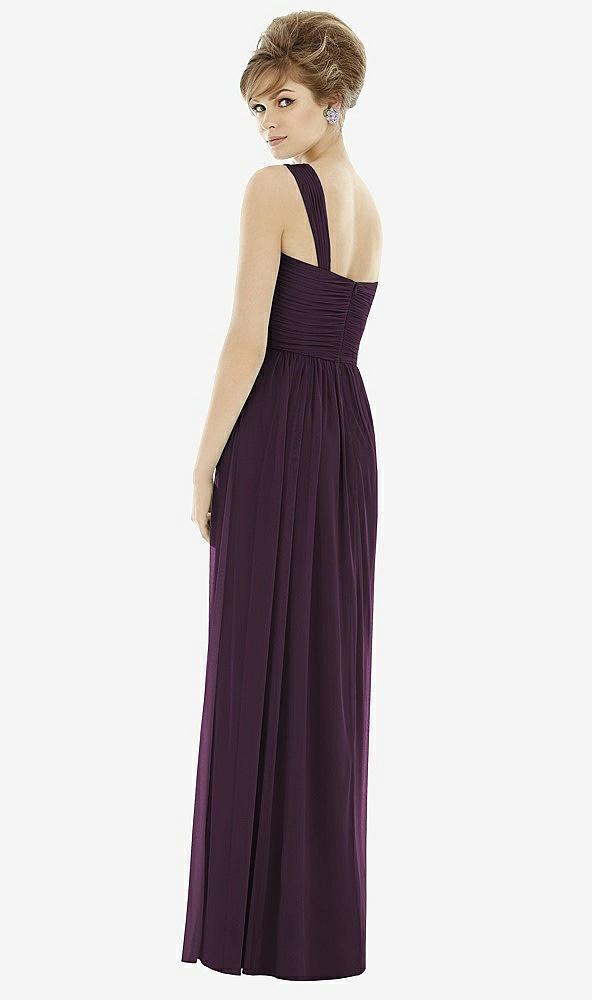 【STYLE: TH106】One-Shoulder Asymmetrical Draped Wrap Maxi Dress【COLOR: Aubergine】