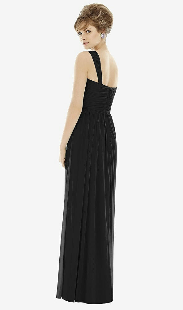 【STYLE: TH106】One-Shoulder Asymmetrical Draped Wrap Maxi Dress【COLOR: Black】
