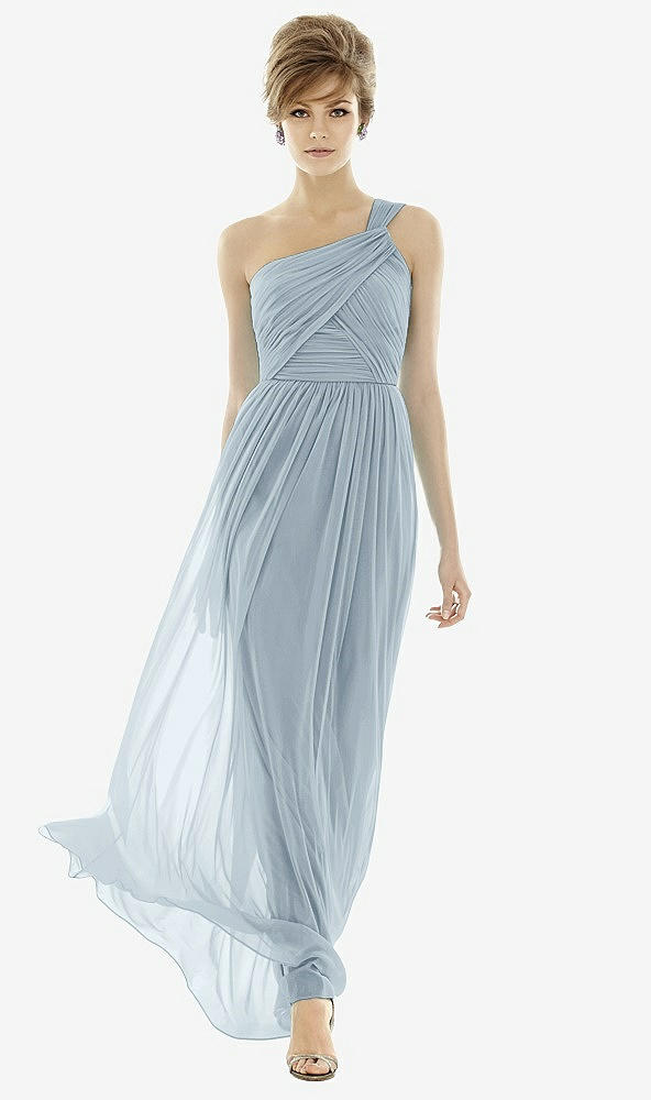 【STYLE: TH106】One-Shoulder Asymmetrical Draped Wrap Maxi Dress【COLOR: Mist】