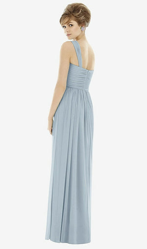 【STYLE: TH106】One-Shoulder Asymmetrical Draped Wrap Maxi Dress【COLOR: Mist】