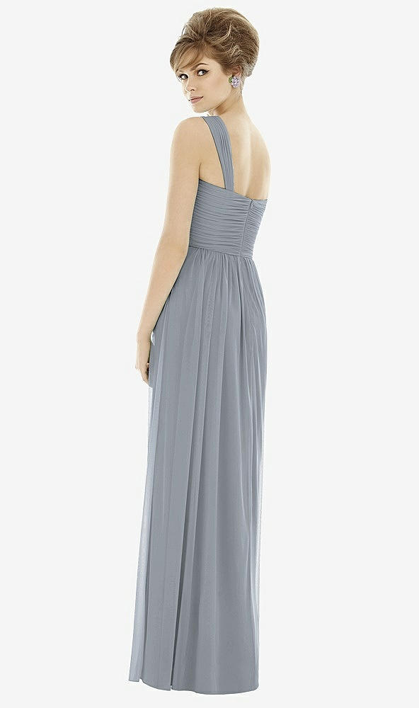 【STYLE: TH106】One-Shoulder Asymmetrical Draped Wrap Maxi Dress【COLOR: Platinum】