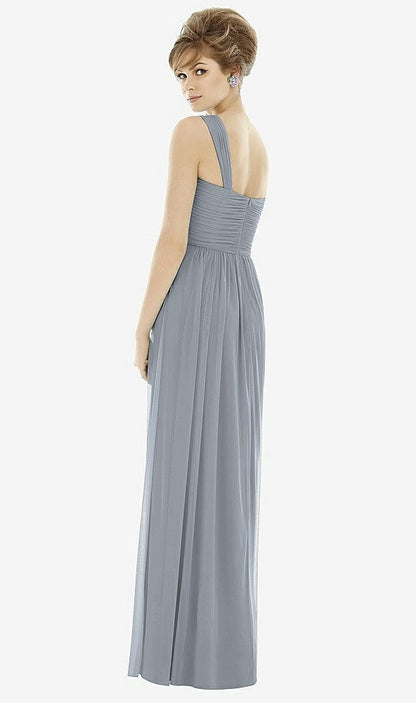 【STYLE: TH106】One-Shoulder Asymmetrical Draped Wrap Maxi Dress【COLOR: Platinum】
