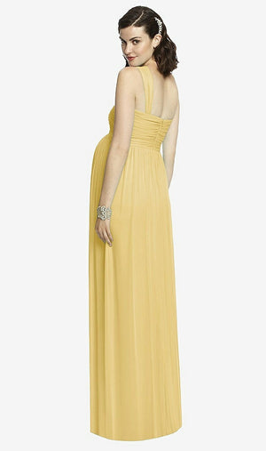 【STYLE: TH107】One-Shoulder Asymmetrical Draped Wrap Maternity Dress【COLOR: Maize】