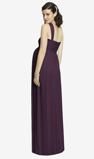 【STYLE: TH107】One-Shoulder Asymmetrical Draped Wrap Maternity Dress【COLOR: Aubergine】