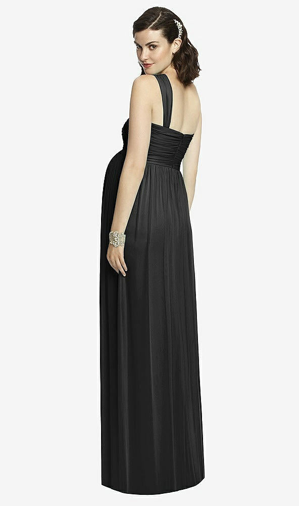 【STYLE: TH107】One-Shoulder Asymmetrical Draped Wrap Maternity Dress【COLOR: Black】