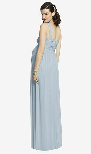 【STYLE: TH107】One-Shoulder Asymmetrical Draped Wrap Maternity Dress【COLOR: Mist】