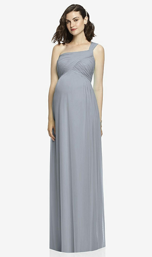 【STYLE: TH107】One-Shoulder Asymmetrical Draped Wrap Maternity Dress【COLOR: Platinum】