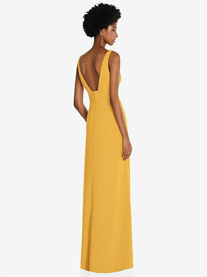 【NEW】【STYLE: 6857】正方形 ローバック a-line ドレス 前面 スリット および ポケット【COLOR: NYC Yellow】【SIZE: 00-30W】