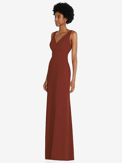 【STYLE: 6857】Square Low-Back A-Line Dress with Front Slit and Pockets【COLOR: Auburn Moon】