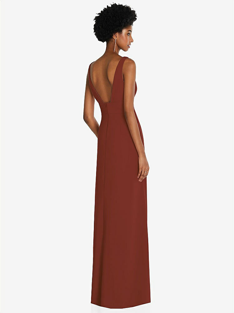 【STYLE: 6857】Square Low-Back A-Line Dress with Front Slit and Pockets【COLOR: Auburn Moon】