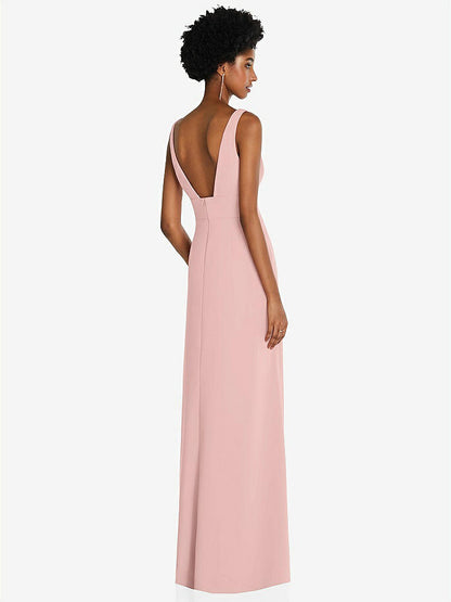 【NEW】【STYLE: 6857】正方形 ローバック a-line ドレス 前面 スリット および ポケット【COLOR: Rose - PANTONE Rose Quartz】【SIZE: 00-30W】