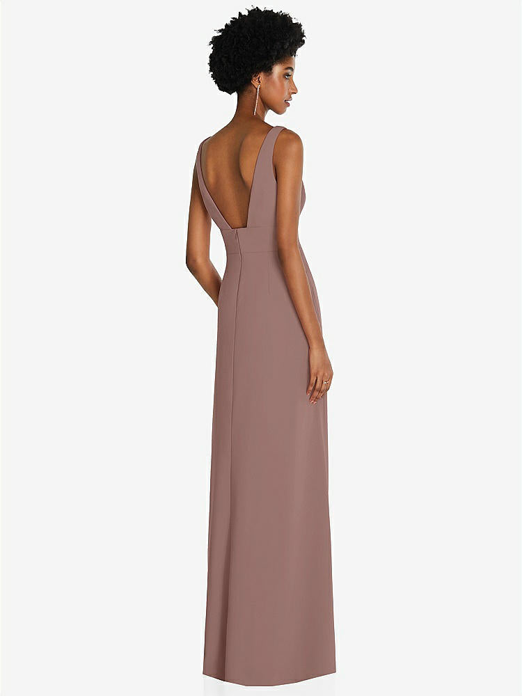【STYLE: 6857】Square Low-Back A-Line Dress with Front Slit and Pockets【COLOR: Sienna】