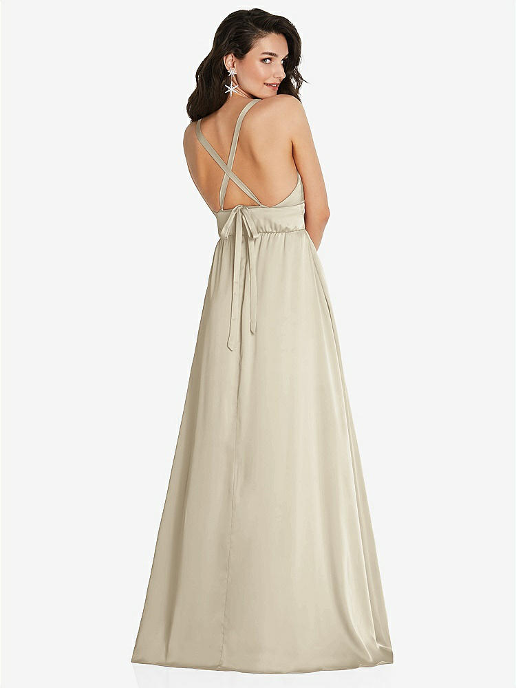 【NEW】【STYLE: TH093】ディープ Vネック Shirred スカート マキシ ドレス コンバーチブル ストラップ【COLOR: Champagne】【SIZE: 00-30W】