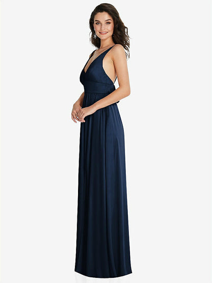 【NEW】【STYLE: TH093】ディープ Vネック Shirred スカート マキシ ドレス コンバーチブル ストラップ【COLOR: Midnight Navy】【SIZE: 00-30W】
