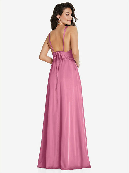 【NEW】【STYLE: TH093】ディープ Vネック Shirred スカート マキシ ドレス コンバーチブル ストラップ【COLOR: Orchid Pink】【SIZE: 00-30W】