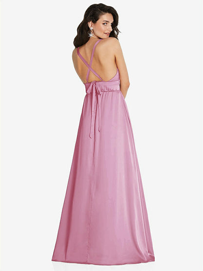 【NEW】【STYLE: TH093】ディープ Vネック Shirred スカート マキシ ドレス コンバーチブル ストラップ【COLOR: Powder Pink】【SIZE: 00-30W】