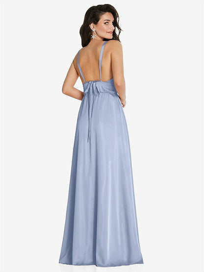 【NEW】【STYLE: TH093】ディープ Vネック Shirred スカート マキシ ドレス コンバーチブル ストラップ【COLOR: Sky Blue】【SIZE: 00-30W】