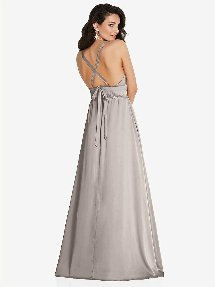【NEW】【STYLE: TH093】ディープ Vネック Shirred スカート マキシ ドレス コンバーチブル ストラップ【COLOR: Taupe】【SIZE: 00-30W】