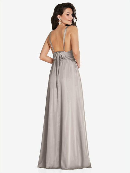 【NEW】【STYLE: TH093】ディープ Vネック Shirred スカート マキシ ドレス コンバーチブル ストラップ【COLOR: Taupe】【SIZE: 00-30W】