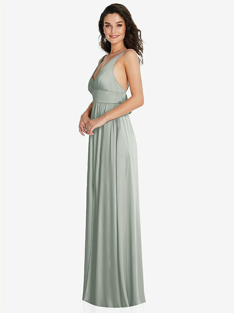 【NEW】【STYLE: TH093】ディープ Vネック Shirred スカート マキシ ドレス コンバーチブル ストラップ【COLOR: Willow Green】【SIZE: 00-30W】