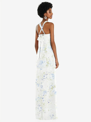 【NEW】【STYLE: 3109】ドレープ シフォン grecian 列 ガウン コンバーチブル ストラップ【COLOR: Bleu Garden】【SIZE: 00-30W】