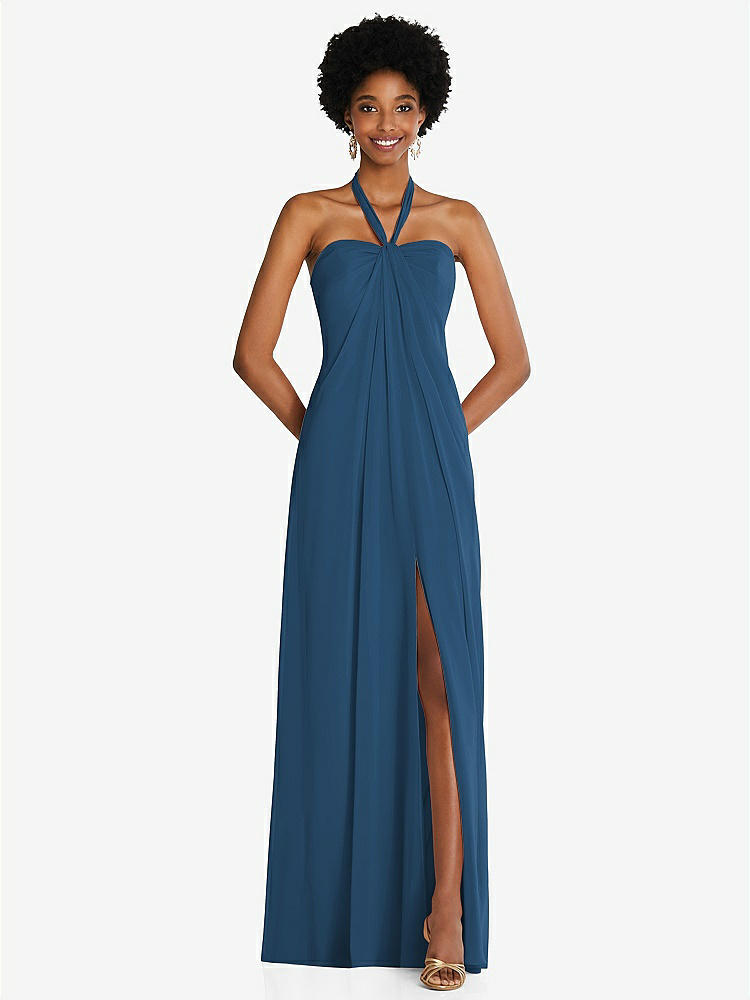 【NEW】【STYLE: 3109】ドレープ シフォン grecian 列 ガウン コンバーチブル ストラップ【COLOR: Dusk Blue】【SIZE: 00-30W】