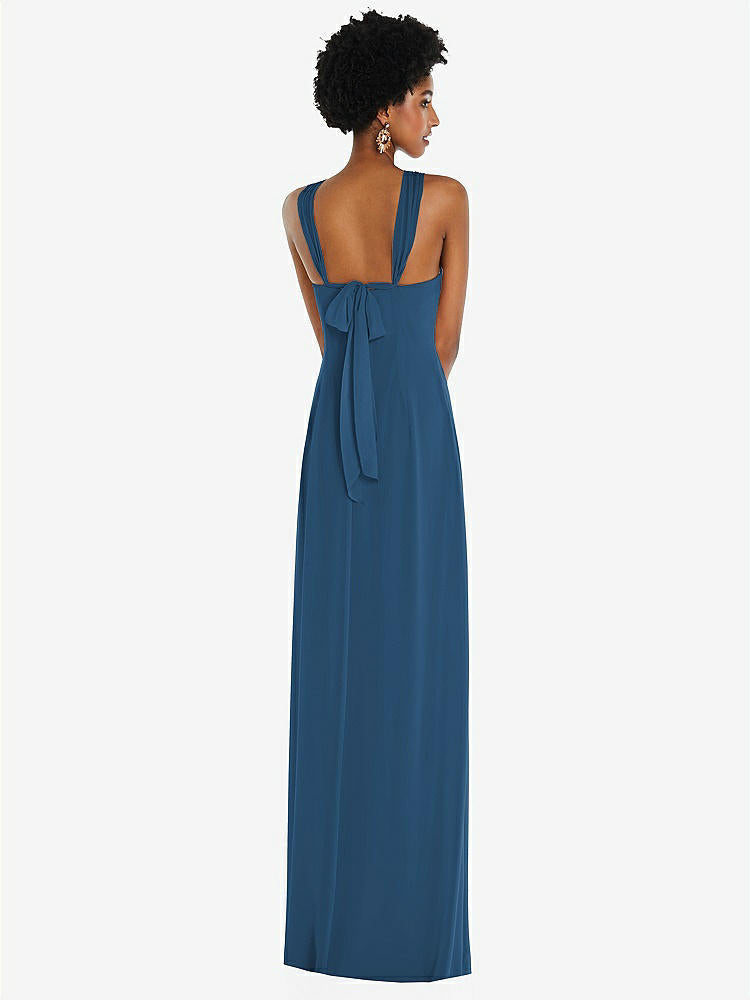 【NEW】【STYLE: 3109】ドレープ シフォン grecian 列 ガウン コンバーチブル ストラップ【COLOR: Dusk Blue】【SIZE: 00-30W】