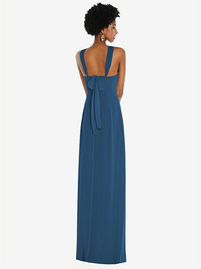 【NEW】【STYLE: 3109】ドレープ シフォン grecian 列 ガウン コンバーチブル ストラップ【COLOR: Dusk Blue】【SIZE: 00-30W】